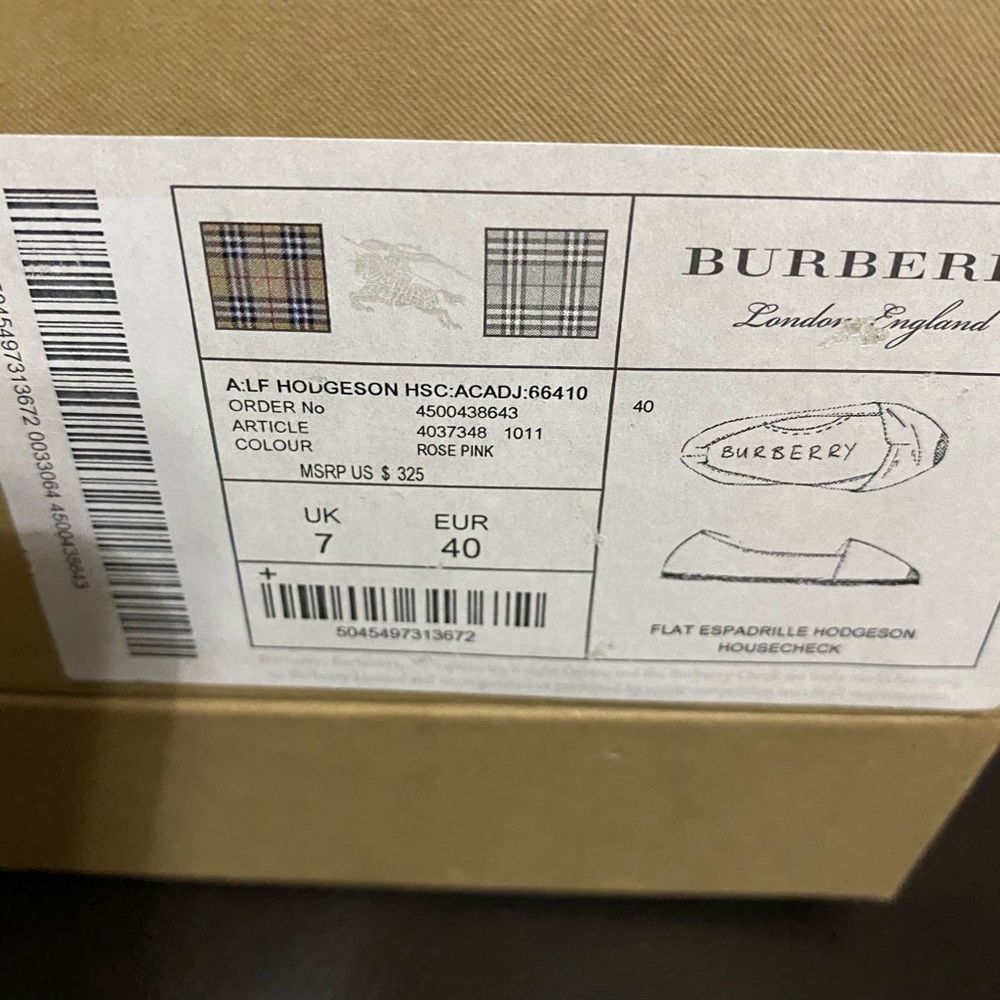 Pink Burberry Flat espadrille authentic Housecheck - Picture 8 of 8